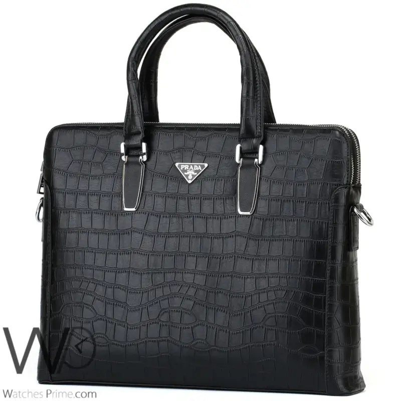 شنطة هاند باج جلد رجال الاعمال Prada برادا | واتشز برايم