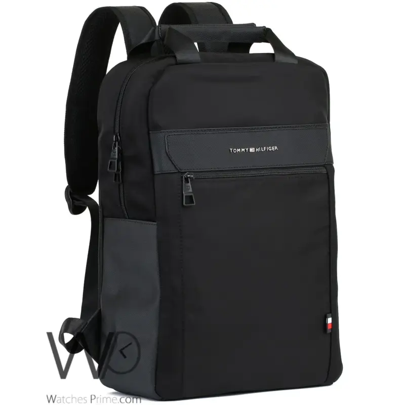 Tommy Hilfiger Backpack Black Men Laptop Bag| Watches Prime
