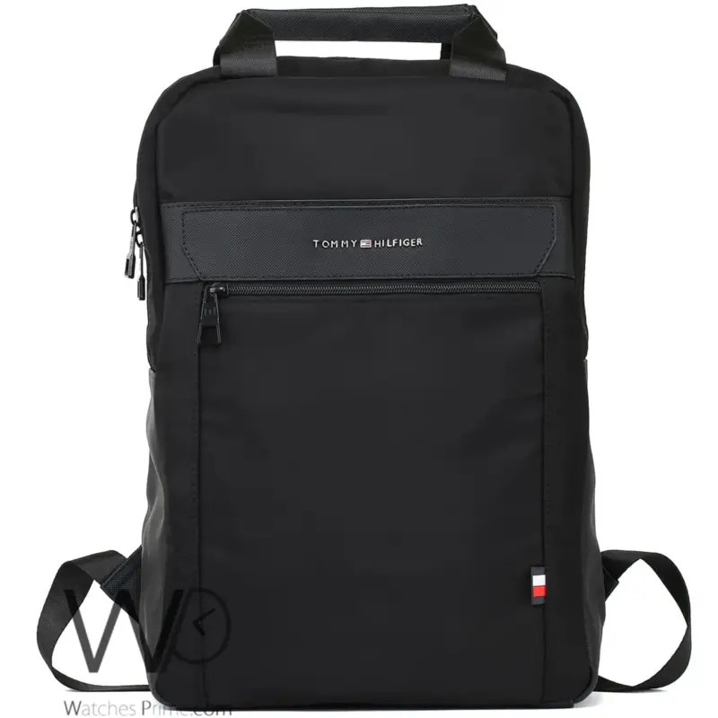 Tommy Hilfiger Backpack Black Men Laptop Bag| Watches Prime