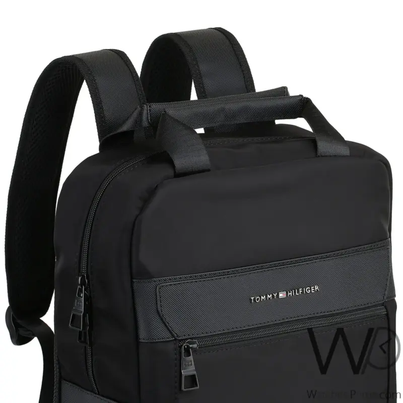 Tommy Hilfiger Backpack Black Men Laptop Bag| Watches Prime