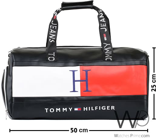 Tommy Hilfiger H Black Leather Duffle Bag | Watches Prime