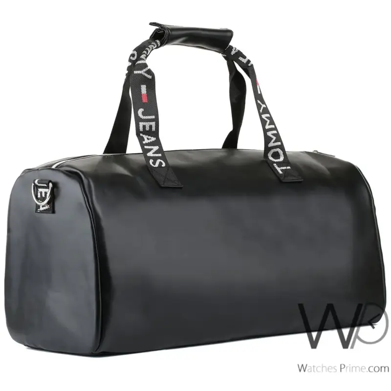 Tommy Hilfiger H Black Leather Duffle Bag | Watches Prime