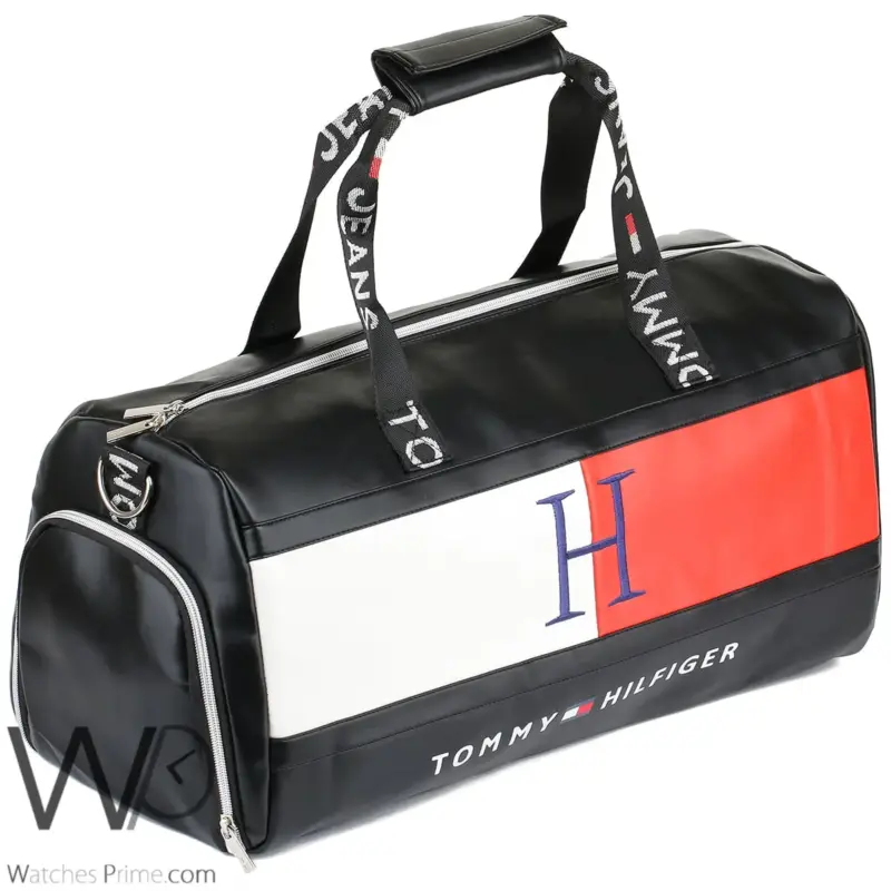 Tommy Hilfiger H Black Leather Duffle Bag | Watches Prime