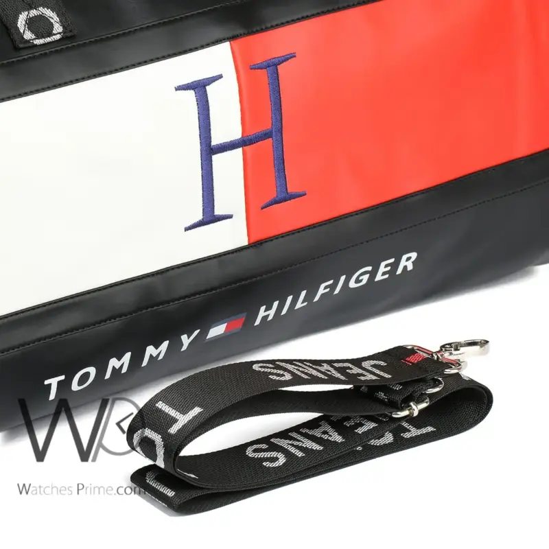 Tommy Hilfiger H Black Leather Duffle Bag | Watches Prime