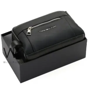 Tommy hilfiger black leather hand bag for men gift box