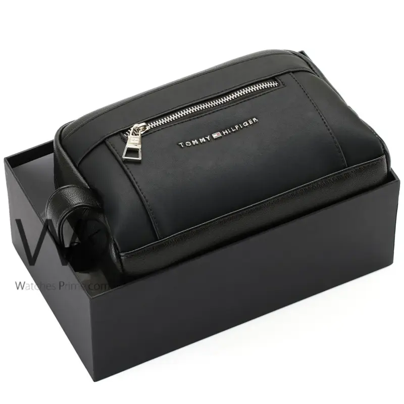 Tommy Hilfiger Handbag Black Leather For Men | Watches Prime