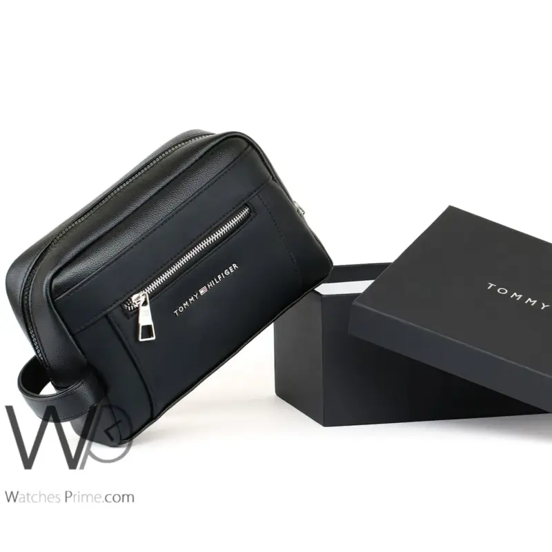 Tommy Hilfiger Handbag Black Leather For Men | Watches Prime