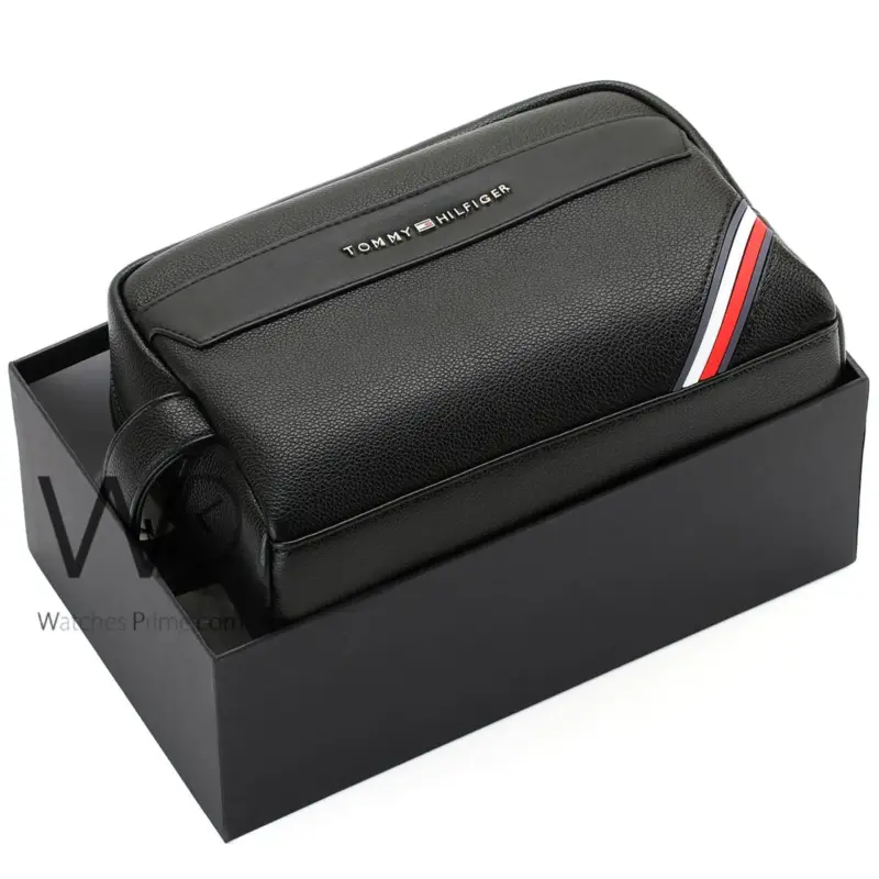 Tommy Hilfiger Black Handbag Men Gift Box | Watches Prime