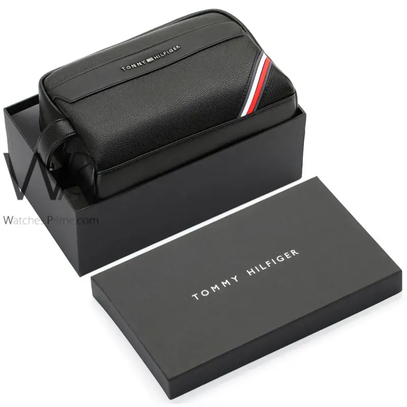 Tommy Hilfiger Black Handbag Men Gift Box | Watches Prime