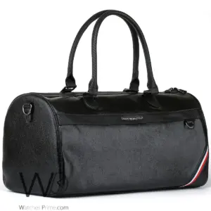 Tommy hilfiger black leather weekend duffle men bag