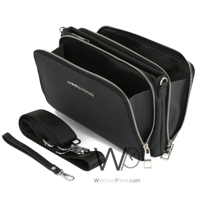 Tommy Hilfiger Crossbody Black Mens Hand Bag| Watches Prime