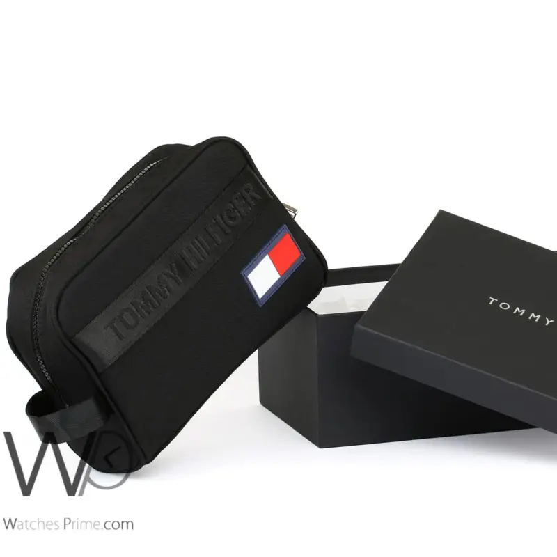 Tommy Hilfiger Fabri Black Handbag Men | Watches Prime