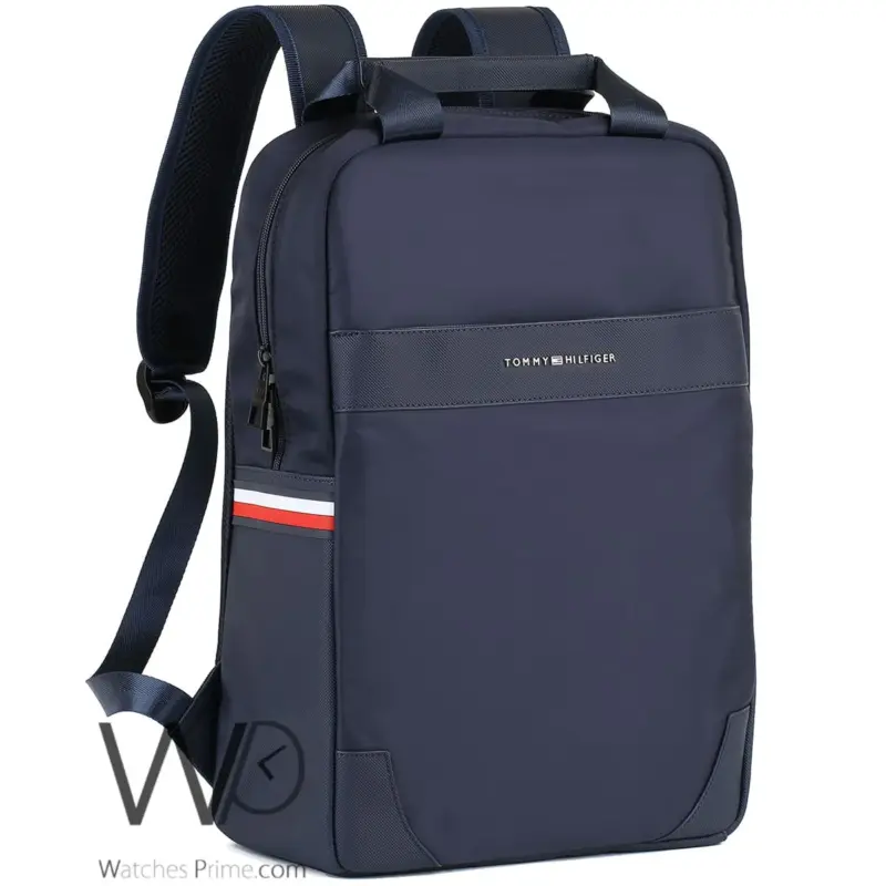 Tommy Hilfiger TH Navy Blue Men Backpack Bag | Watches Prime