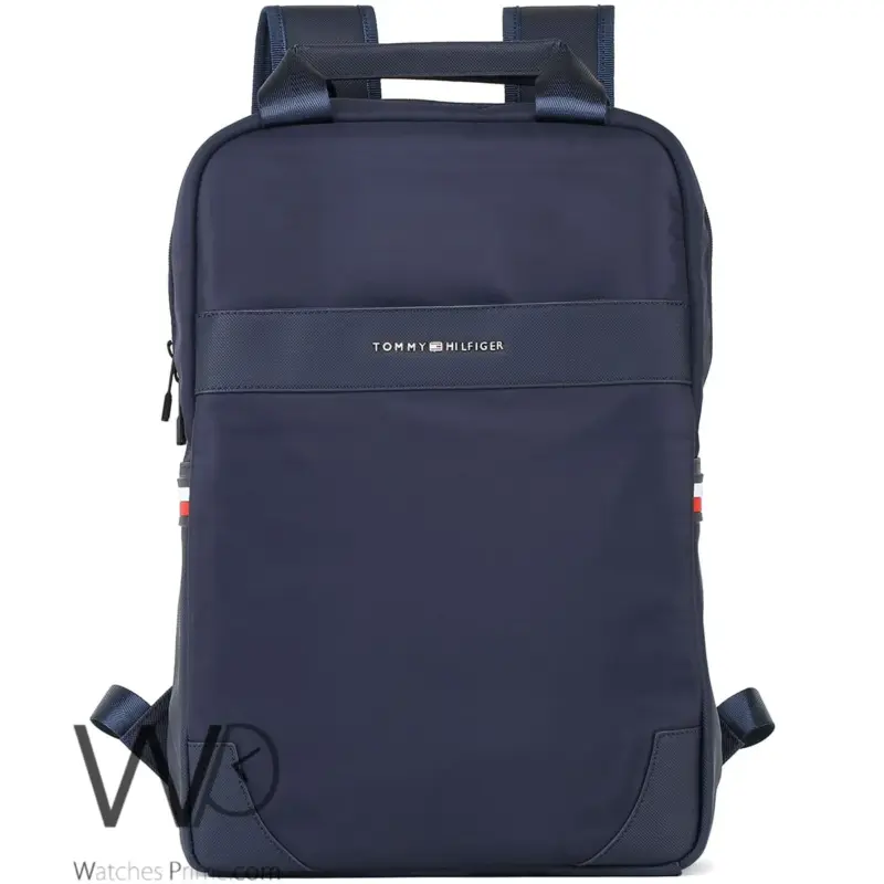 Tommy Hilfiger TH Navy Blue Men Backpack Bag | Watches Prime