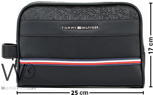 Tommy Hilfiger Black Handbag For Men Leather | Watches Prime