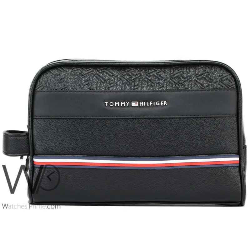 Tommy Hilfiger Black Handbag For Men Leather | Watches Prime
