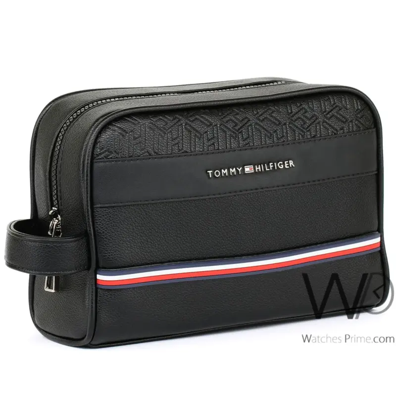 Tommy Hilfiger Black Handbag For Men Leather | Watches Prime