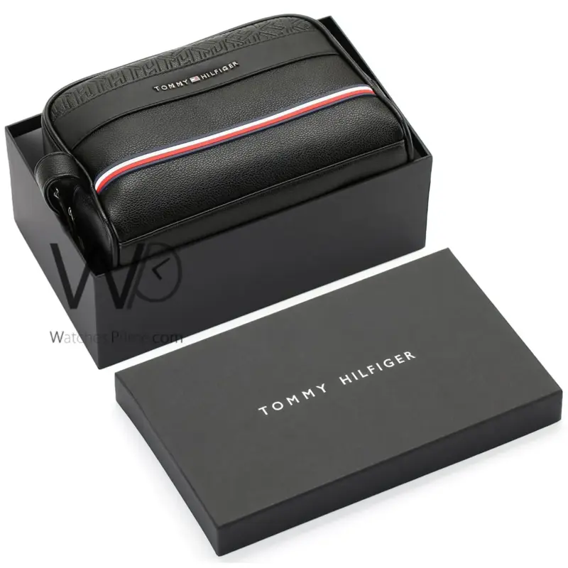 Tommy Hilfiger Black Handbag For Men Leather | Watches Prime
