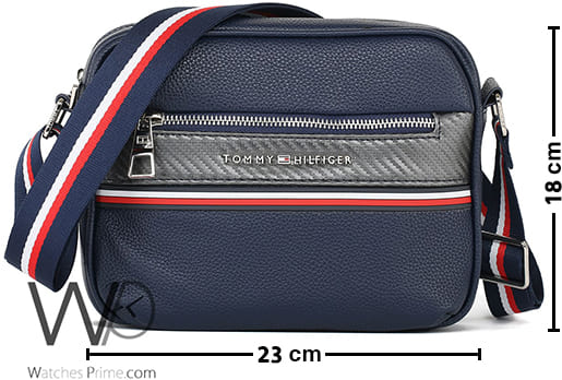 شنطة كتف رجالي تومي هيلفيغر Tommy جلد ازرق | واتشز برايم