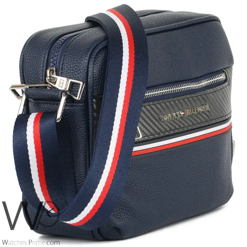 شنطة كتف رجالي تومي هيلفيغر Tommy جلد ازرق | واتشز برايم
