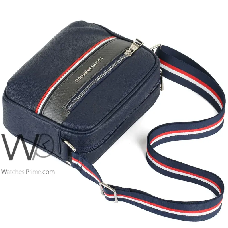 شنطة كتف رجالي تومي هيلفيغر Tommy جلد ازرق | واتشز برايم