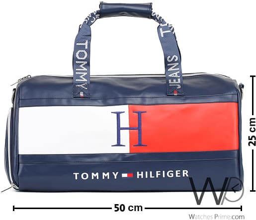 Tommy Hilfiger Navy Blue Leather Duffle Bag | Watches Prime