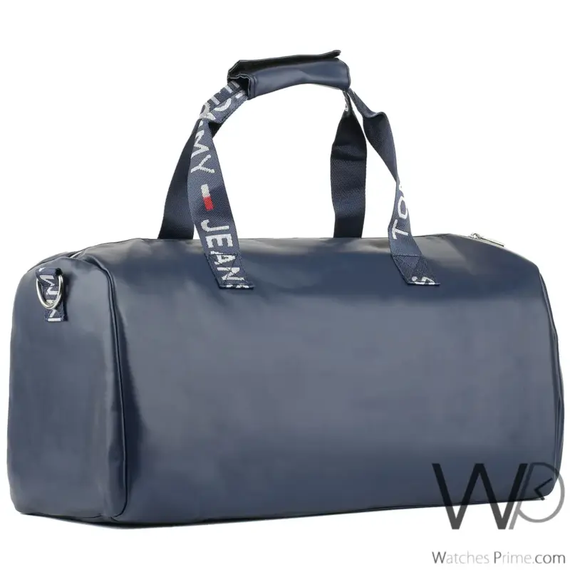 Tommy Hilfiger Navy Blue Leather Duffle Bag | Watches Prime