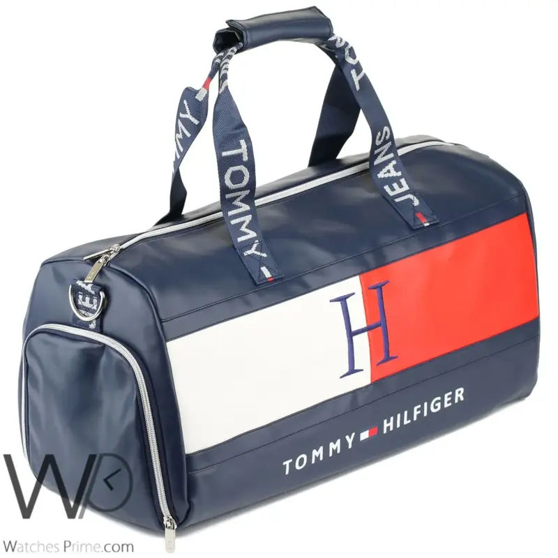 Tommy Hilfiger Navy Blue Leather Duffle Bag | Watches Prime