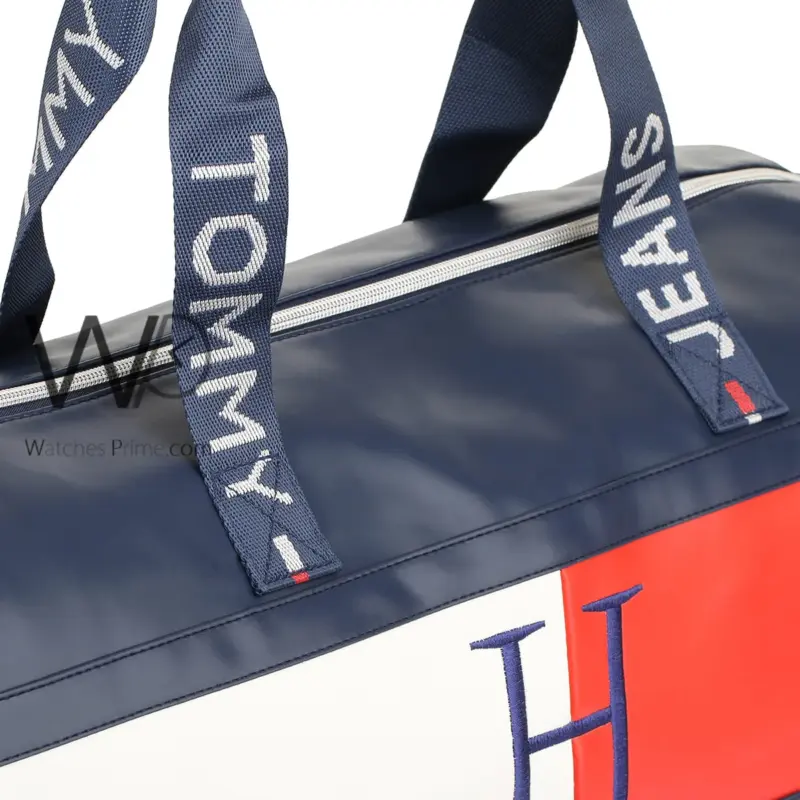 Tommy Hilfiger Navy Blue Leather Duffle Bag | Watches Prime