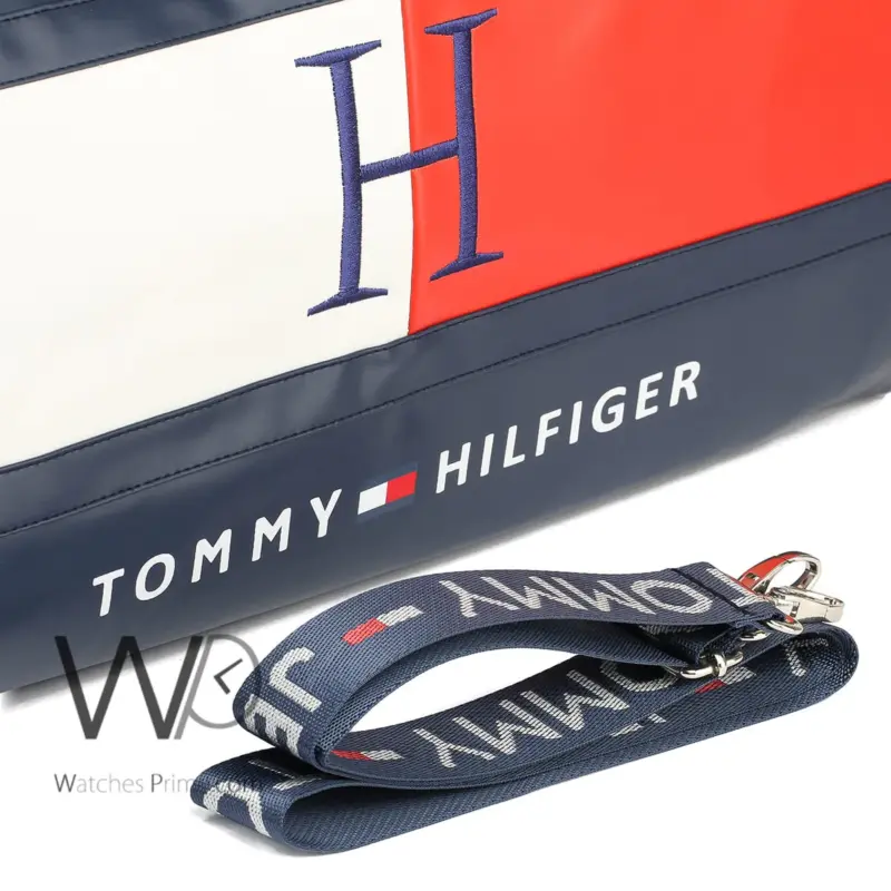 Tommy Hilfiger Navy Blue Leather Duffle Bag | Watches Prime