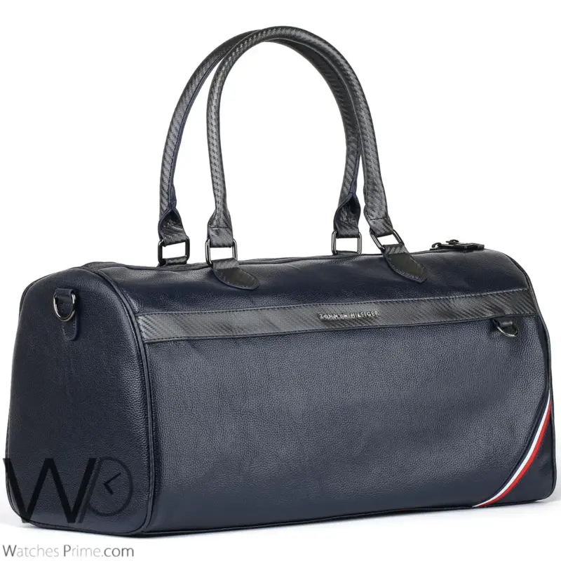 Tommy Hilfiger Navy Blue Leather Duffle Bag | Watches Prime