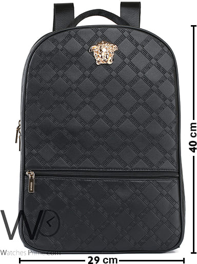 Versace Backpack Black Leather Laptop Bag | Watches Prime