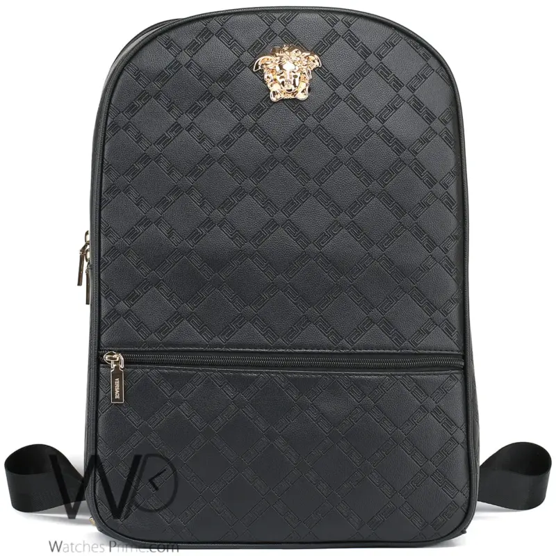Versace Backpack Black Leather Laptop Bag | Watches Prime