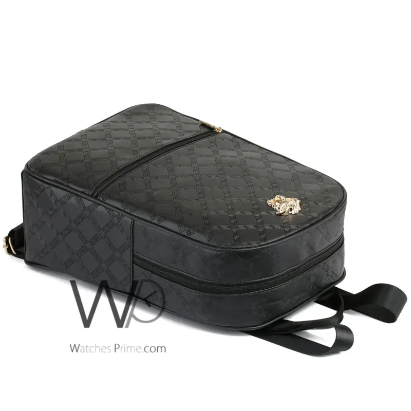 Versace Backpack Black Leather Laptop Bag | Watches Prime