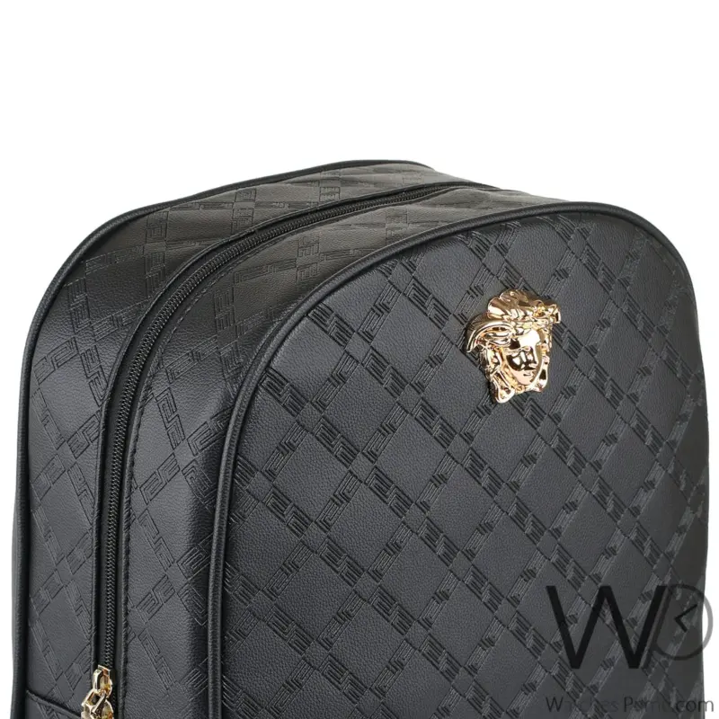 Versace Backpack Black Leather Laptop Bag | Watches Prime