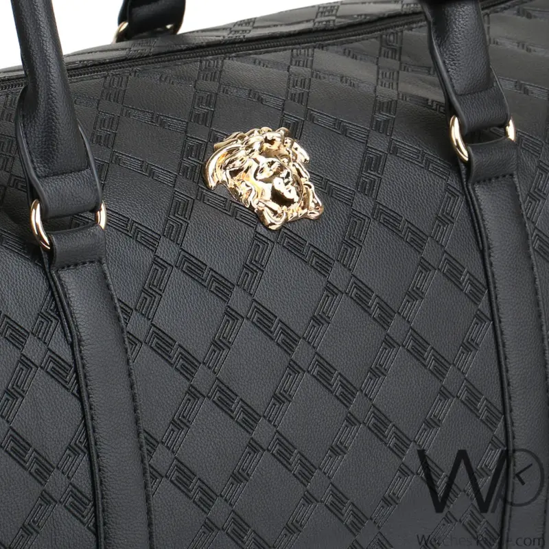 Versace Black Leather Duffle Gym Bag | Watches Prime