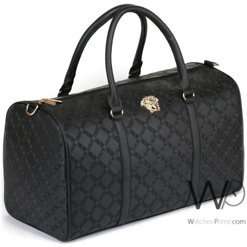 Versace Black Leather Duffle Gym Bag | Watches Prime