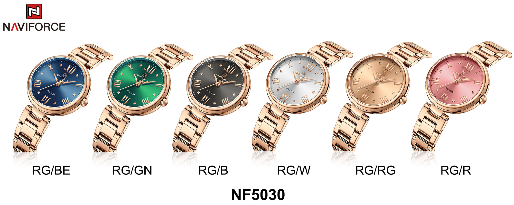 ساعة يد نافي فورس نسائية NF5030 RG R | واتشز برايم