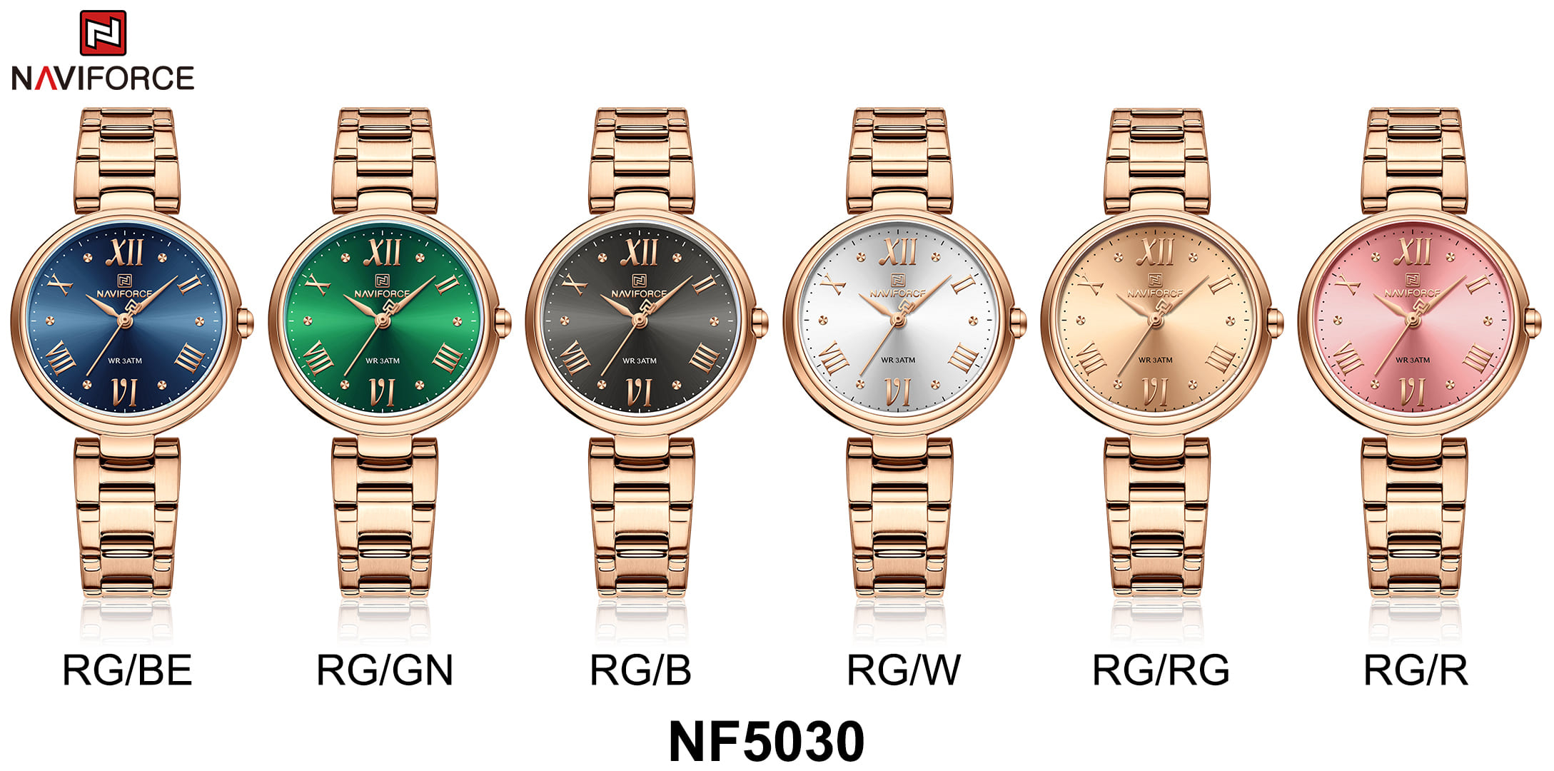 ساعة يد نافي فورس نسائية NF5030 RG R | واتشز برايم