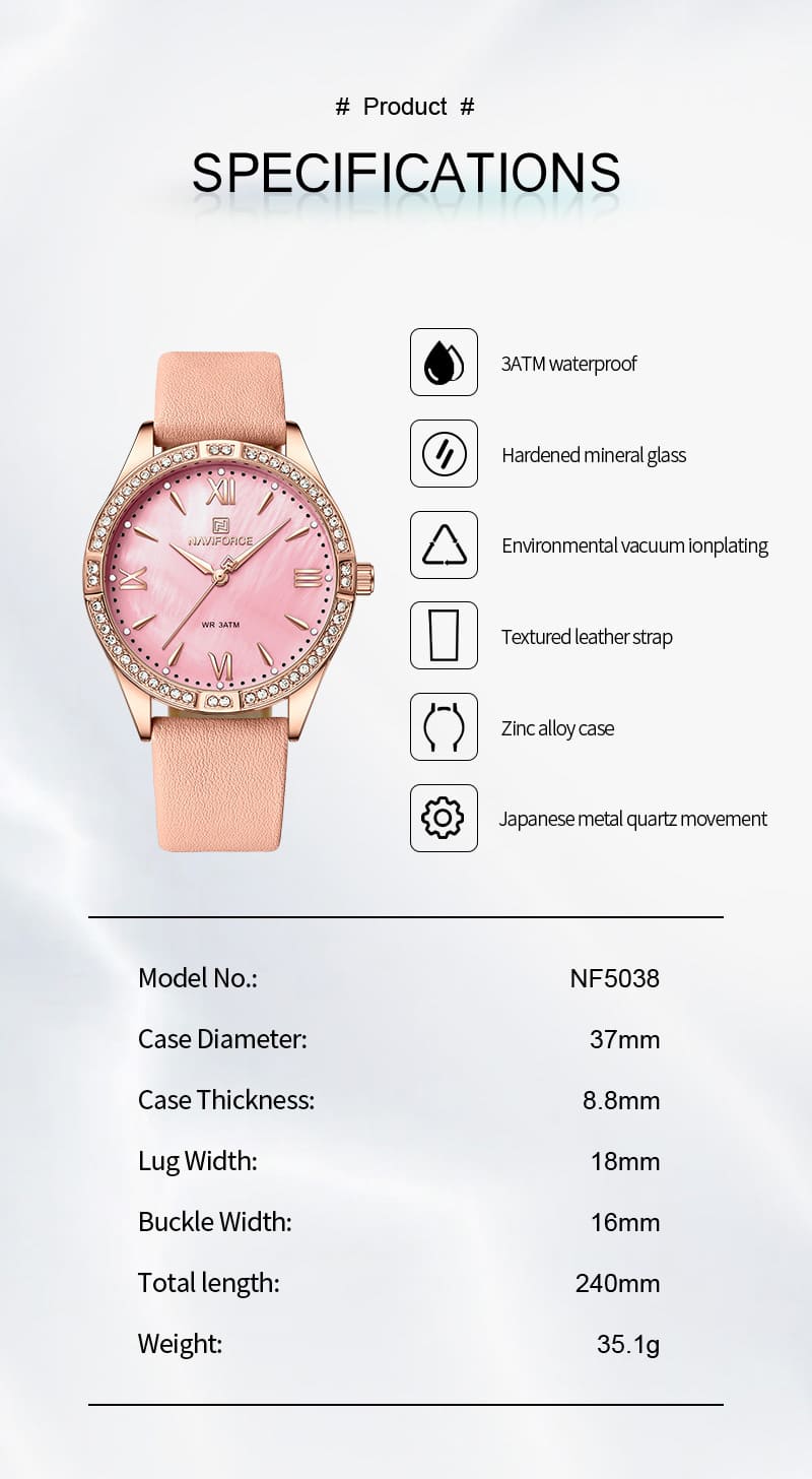 Naviforce Ladies Watch NF5038 RG R | Watches Prime