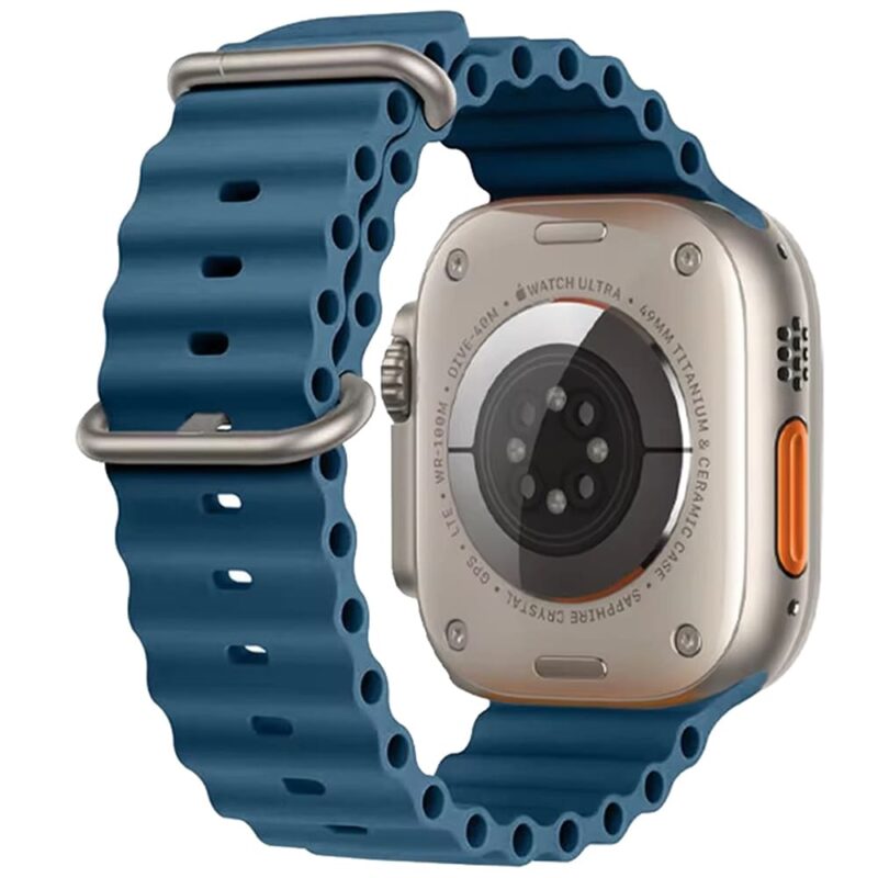 Abyss Blue Rubber Ocean Band For Apple Watch Correa Silicone Bracelet For Iwatch Ultra 2 Serie 7 6 Se 8 9 10 Strap With Silver Buckle | Watches Prime
