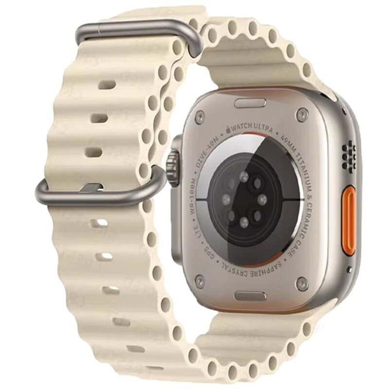 Antique White Rubber Ocean Band For Apple Watch Correa Silicone Bracelet For Iwatch Ultra 2 Serie 7 6 Se 8 9 10 Strap With Silver Buckle | Watches Prime