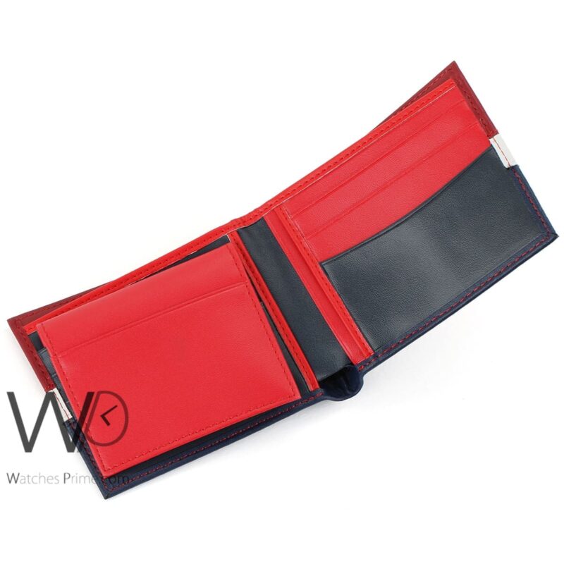 Tommy Hilfiger Wallet Red Blue leather Men | Watches Prime