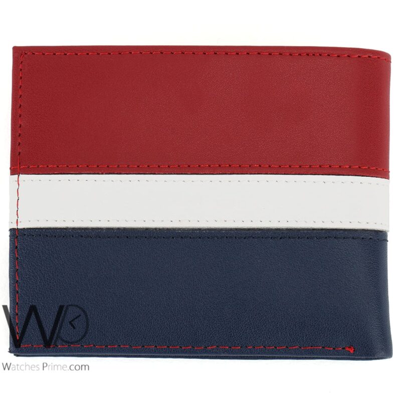 Tommy Hilfiger Wallet Red Blue leather Men | Watches Prime