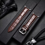 Brown Genuine Cowhide Watchband For Apple Smart Watch Bamboo Patterns Leather Strap For Iwatch Ultra 8 7 6 Se 5 4 3 2 1 With Silver Buckle | Watches Prime