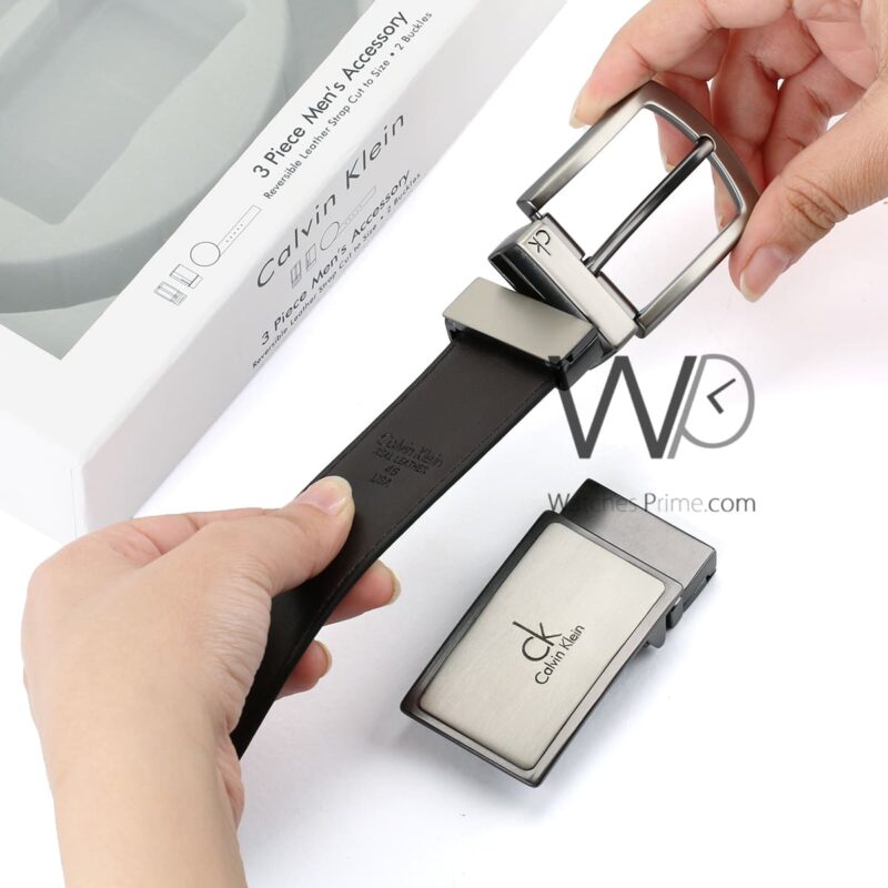 Calvin Klein Belts Set Black Brown 2 buckles | Watches Prime