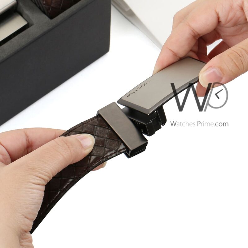 Calvin Klein Black Brown Leather Belts Set | Watches Prime