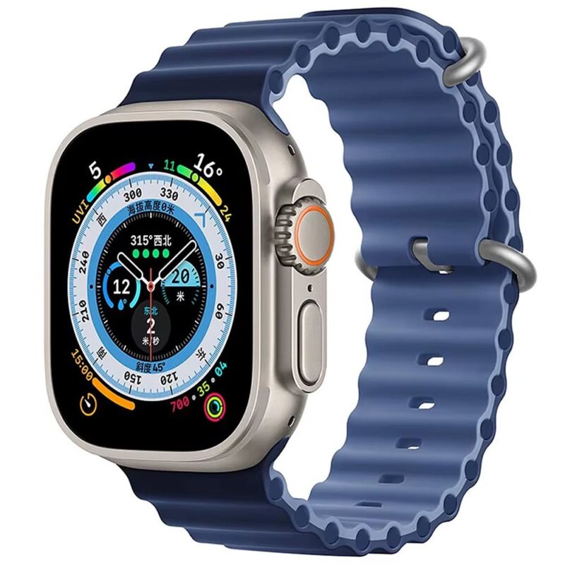 Dark Light Navy Rubber Ocean Band For Apple Watch Correa Silicone Bracelet For Iwatch Ultra 2 Serie 7 6 Se 8 9 10 Strap With Silver Buckle | Watches Prime