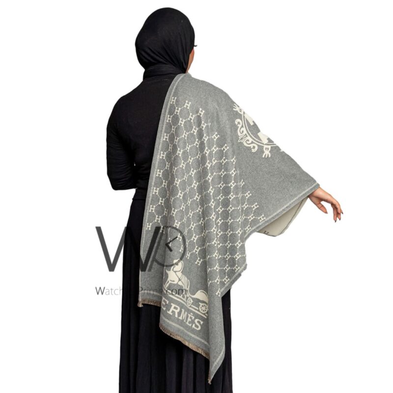 Framed Hermes ray Cashmere Wool Scarf Women | Watches Prime