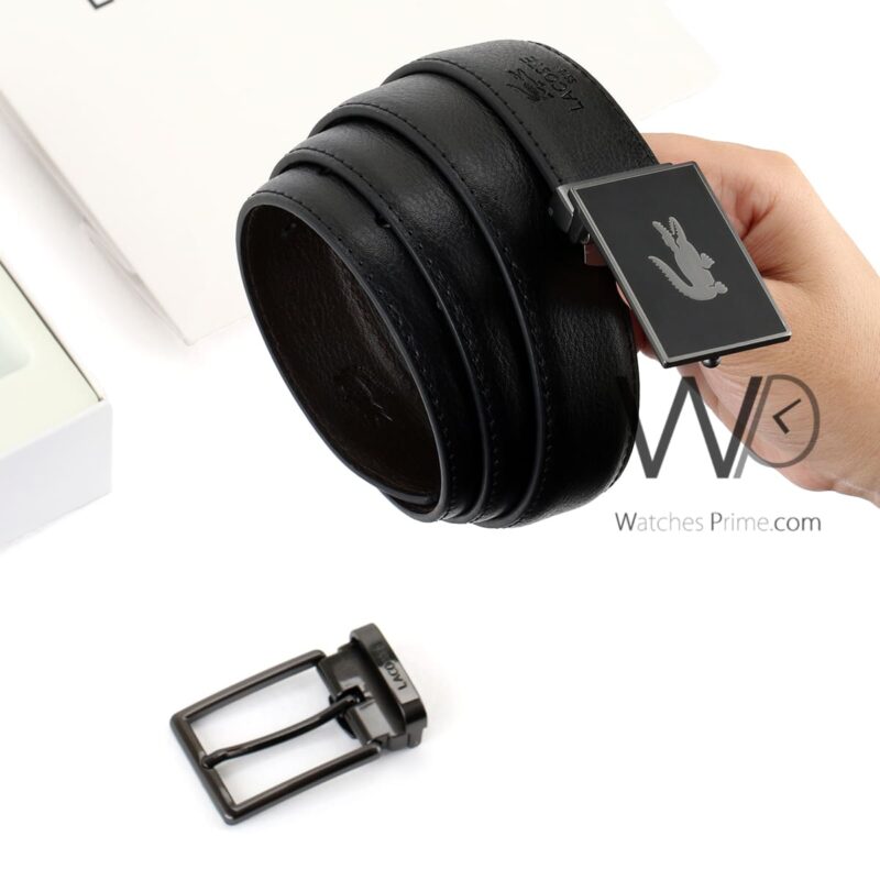 Lacoste Belts Set Black 2 buckles For Men | Watches Prime